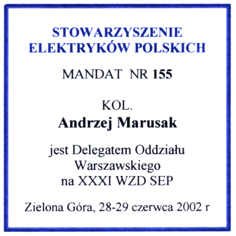 mandat nr 155 na XXXI WZD-SEP